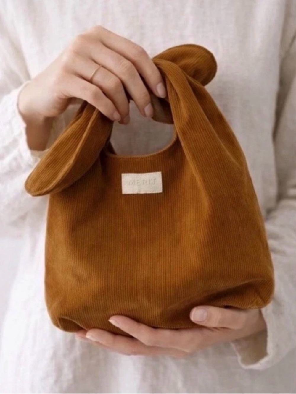 Merit Corduroy Knot-Handle Small Bag